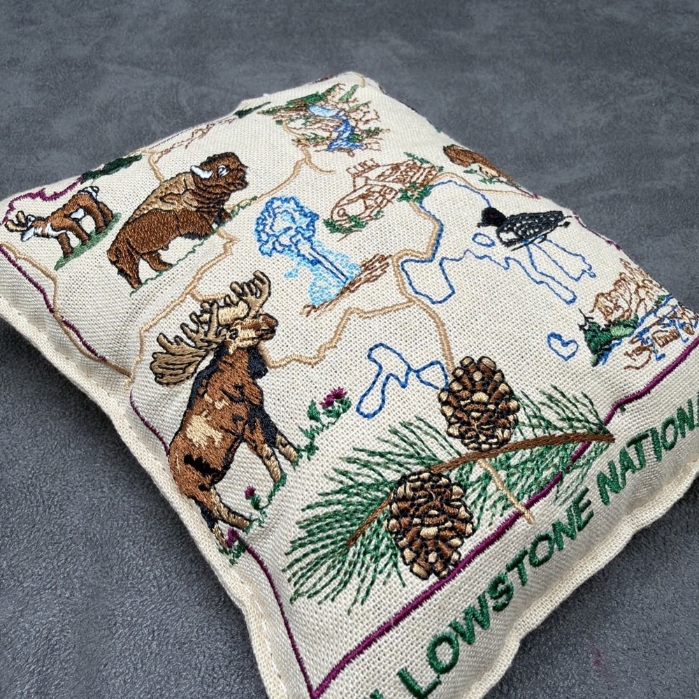 Everything Yellowstone National Park Balsam Fir Embroidered Mini Pillow Satchel - Picture 3 of 6
